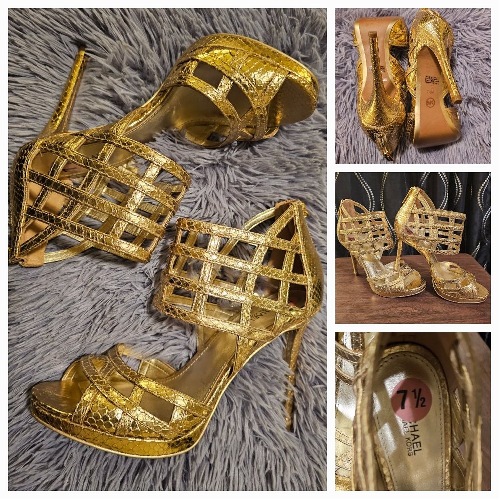 New Michael Kors Python Embossed Leather Sandal - image 1